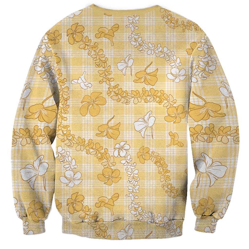Melemele Aloha Hawaii Sweatshirt Plumeria Lei With Palaka Motif - Polynesian Pride