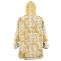 Melemele Aloha Hawaii Wearable Blanket Hoodie Plumeria Lei With Palaka Motif - Polynesian Pride