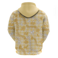 Melemele Aloha Hawaii Zip Hoodie Plumeria Lei With Palaka Motif - Polynesian Pride