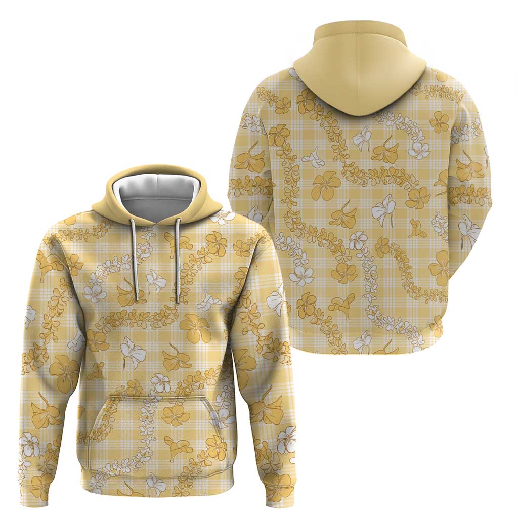 Melemele Aloha Hawaii Zip Hoodie Plumeria Lei With Palaka Motif - Polynesian Pride