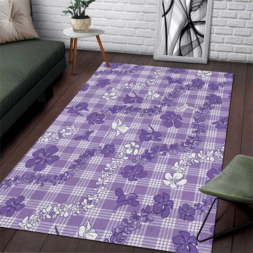 Poni Aloha Hawaii Area Rug Plumeria Lei With Palaka Motif - Polynesian Pride