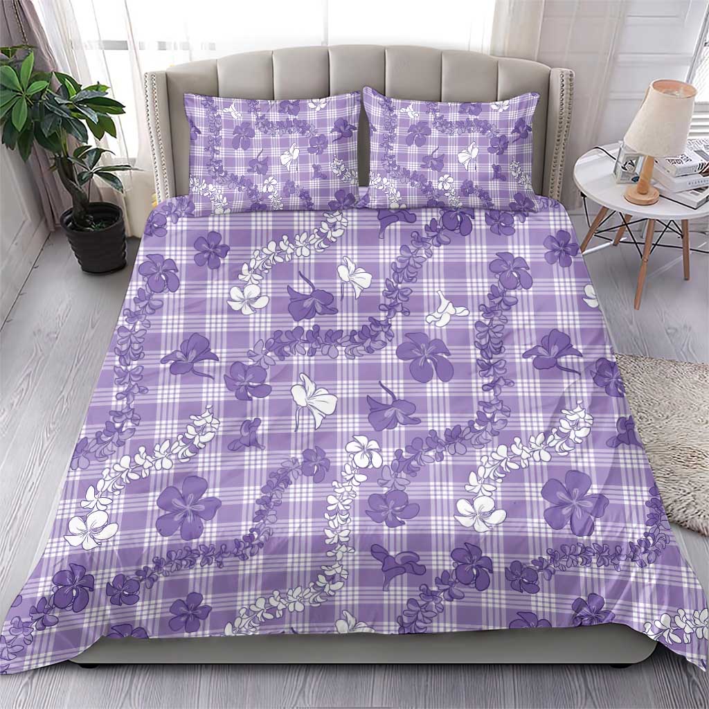 Poni Aloha Hawaii Bedding Set Plumeria Lei With Palaka Motif - Polynesian Pride