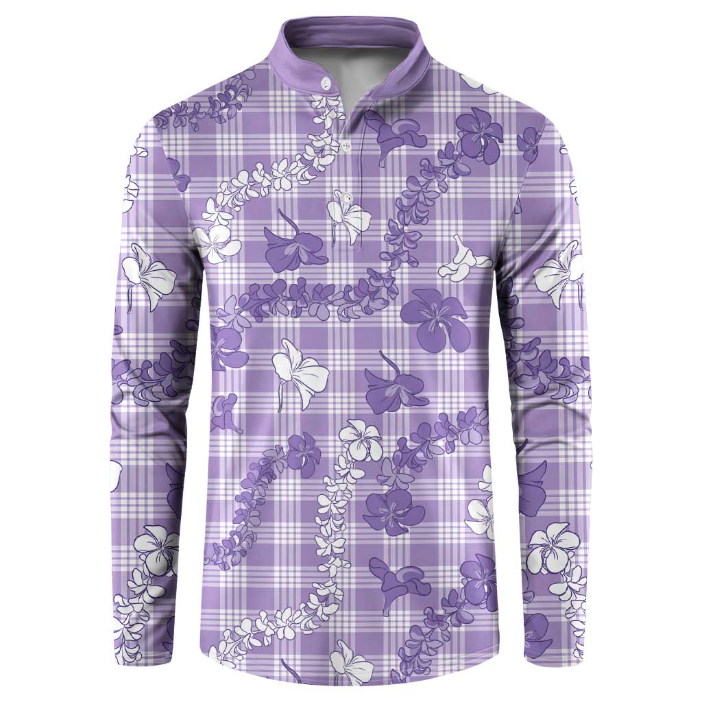 Poni Aloha Hawaii Button Sweatshirt Plumeria Lei With Palaka Motif - Polynesian Pride