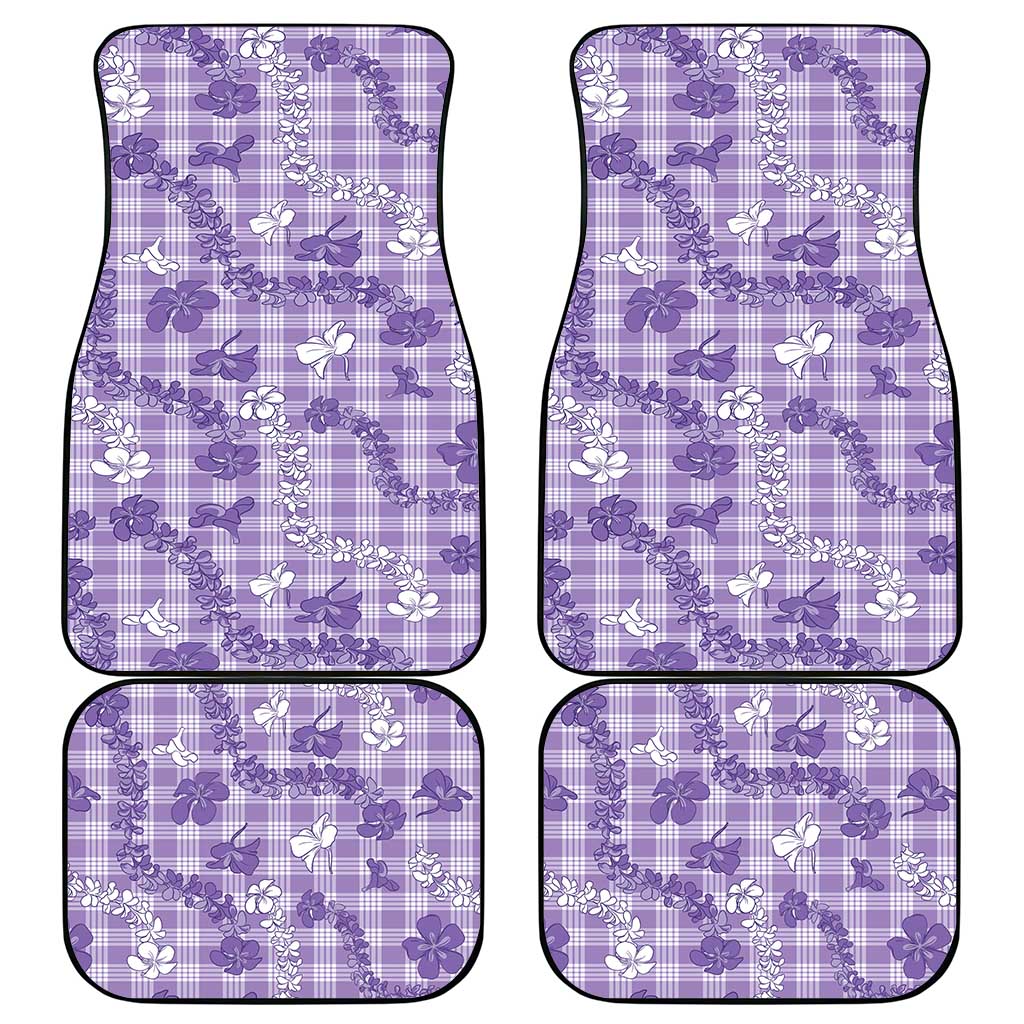 Poni Aloha Hawaii Car Mats Plumeria Lei With Palaka Motif - Polynesian Pride