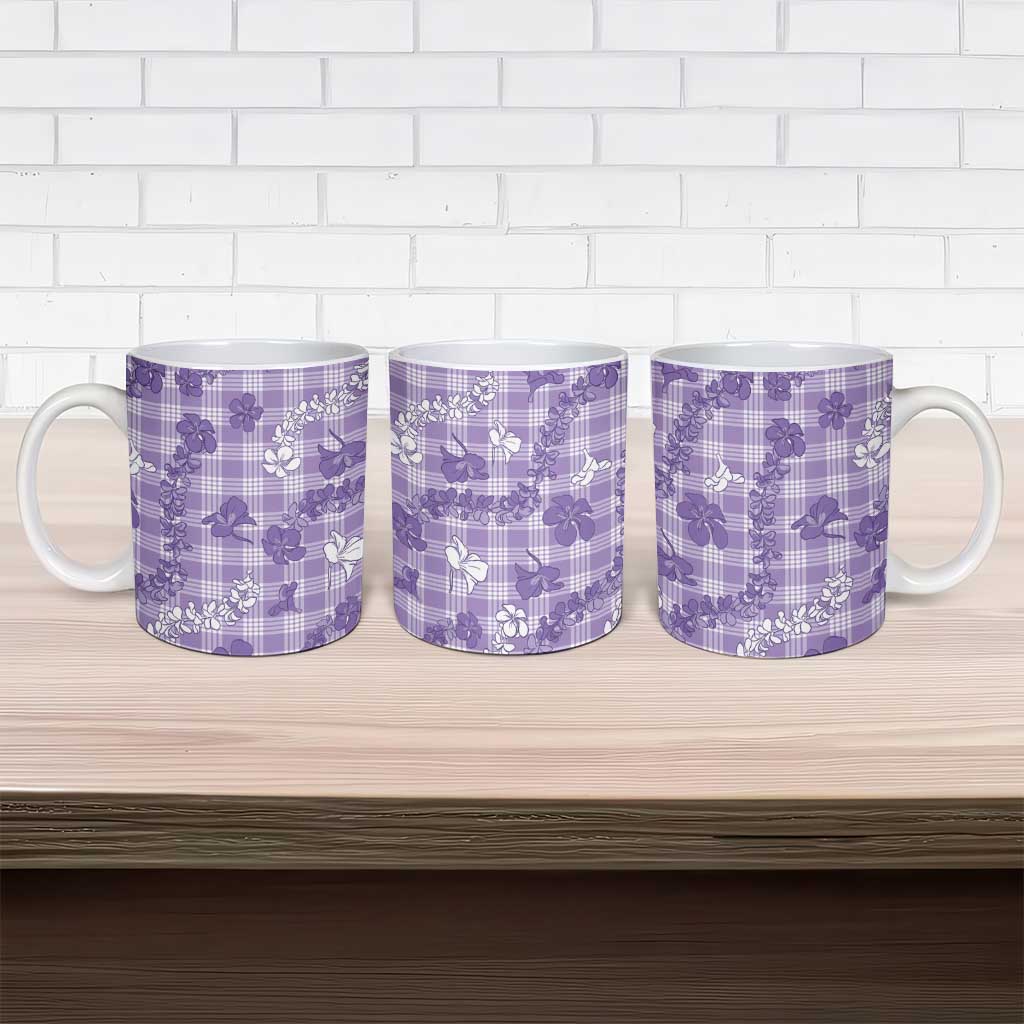 Poni Aloha Hawaii Ceramic Mug Plumeria Lei With Palaka Motif - Polynesian Pride