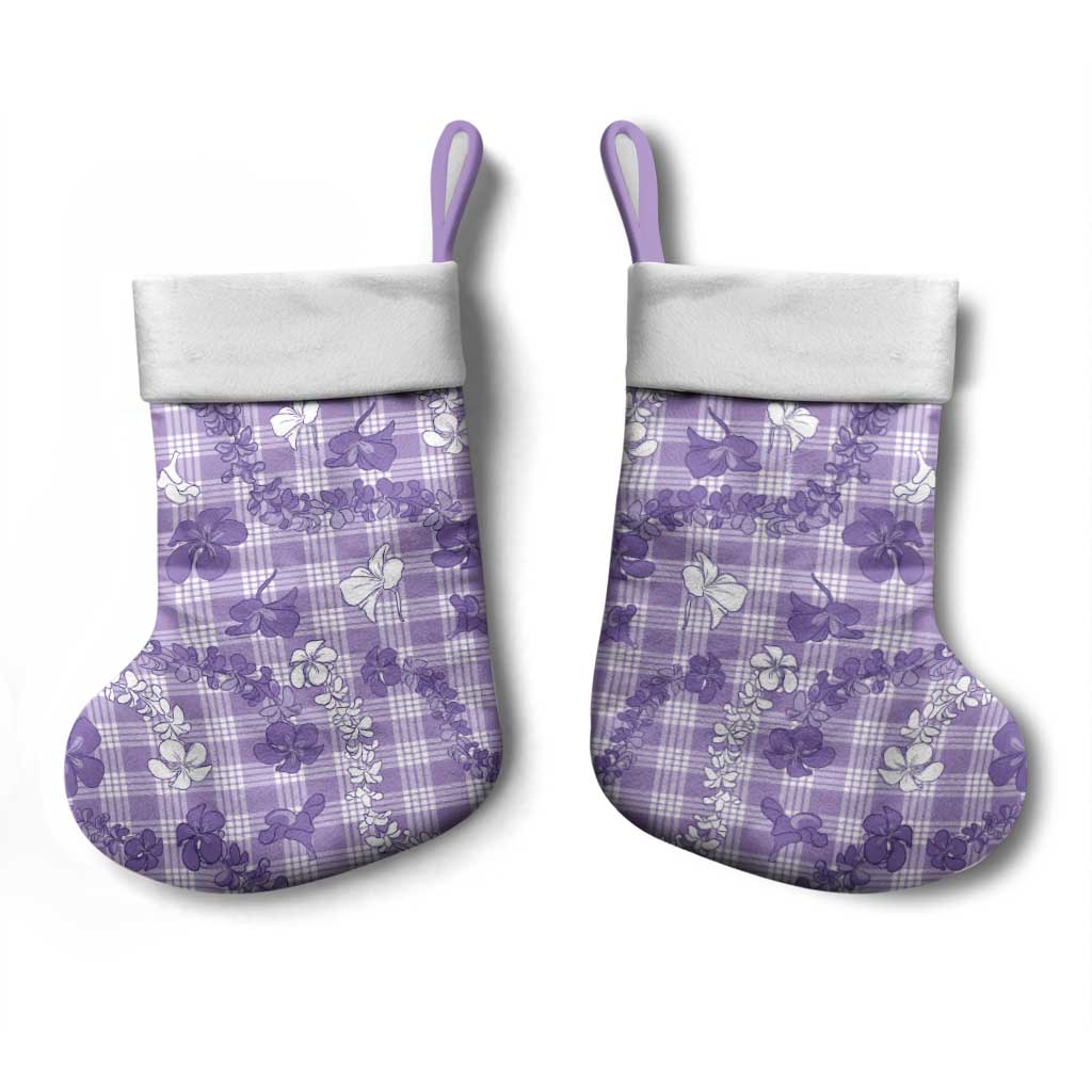 Poni Aloha Hawaii Christmas Stocking Plumeria Lei With Palaka Motif - Polynesian Pride