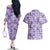 Poni Aloha Hawaii Couples Matching Off The Shoulder Long Sleeve Dress and Hawaiian Shirt Plumeria Lei With Palaka Motif - Polynesian Pride