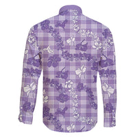 Poni Aloha Hawaii Family Matching Off The Shoulder Long Sleeve Dress and Hawaiian Shirt Plumeria Lei With Palaka Motif - Polynesian Pride