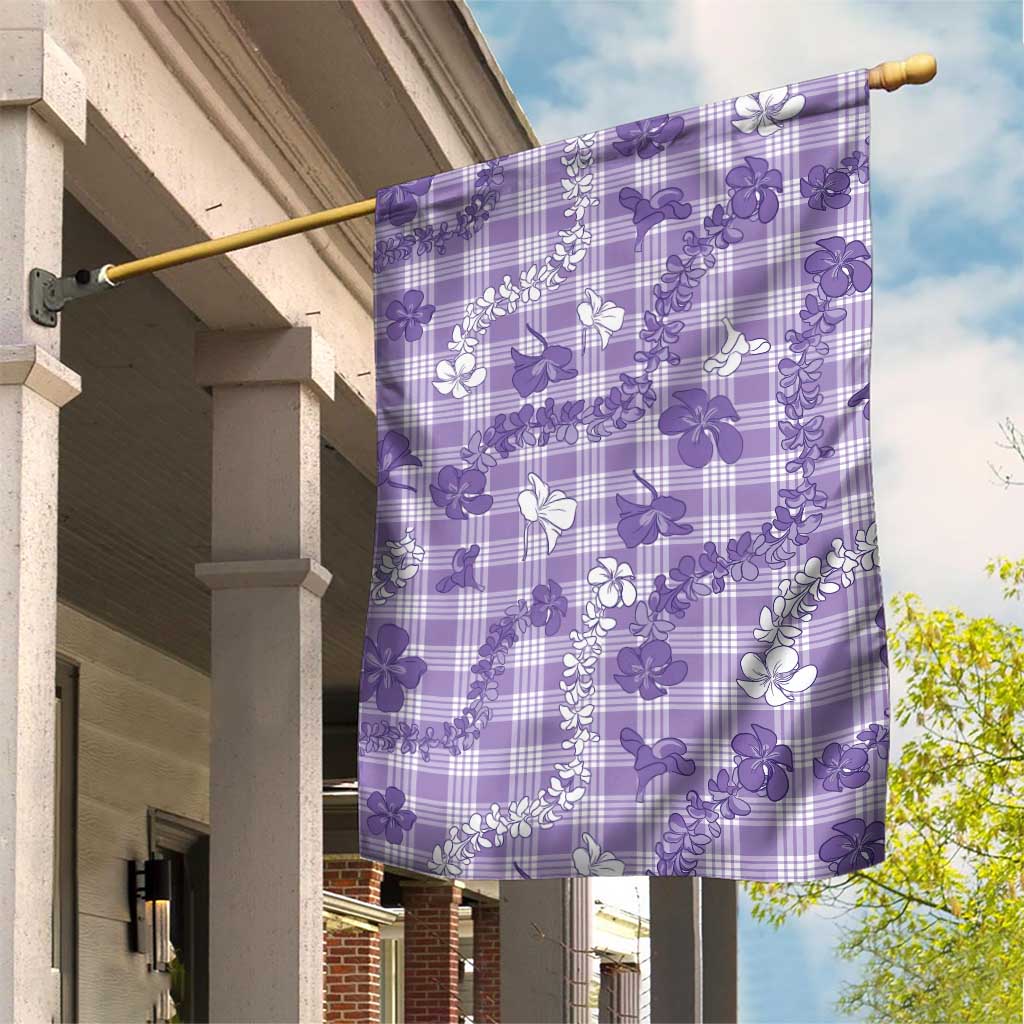 Poni Aloha Hawaii Garden Flag Plumeria Lei With Palaka Motif - Polynesian Pride