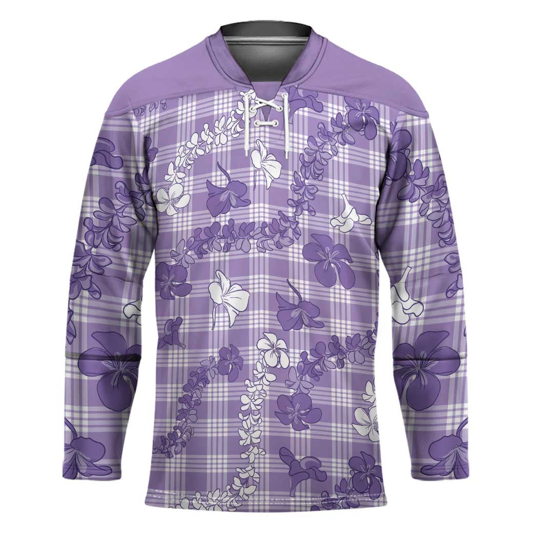Poni Aloha Hawaii Hockey Jersey Plumeria Lei With Palaka Motif - Polynesian Pride