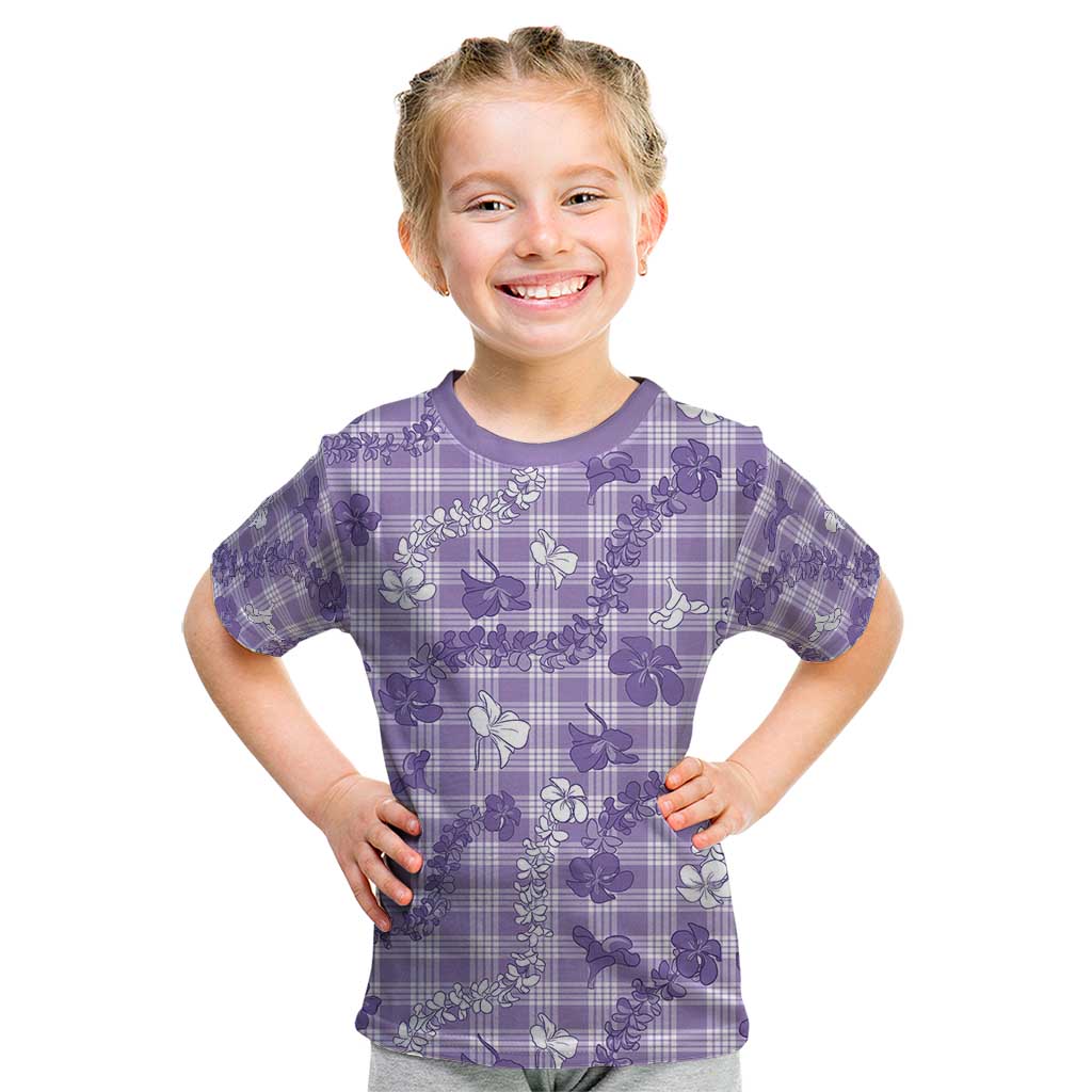 Poni Aloha Hawaii Kid T Shirt Plumeria Lei With Palaka Motif - Polynesian Pride