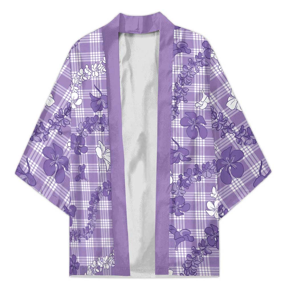 Poni Aloha Hawaii Kimono Plumeria Lei With Palaka Motif - Polynesian Pride