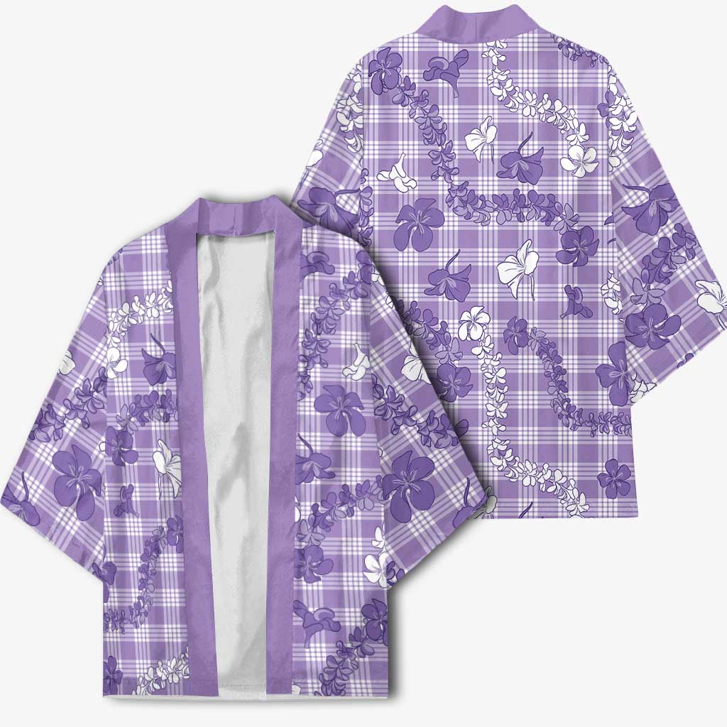 Poni Aloha Hawaii Kimono Plumeria Lei With Palaka Motif - Polynesian Pride