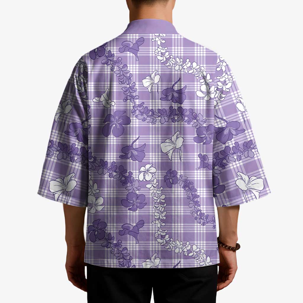 Poni Aloha Hawaii Kimono Plumeria Lei With Palaka Motif - Polynesian Pride