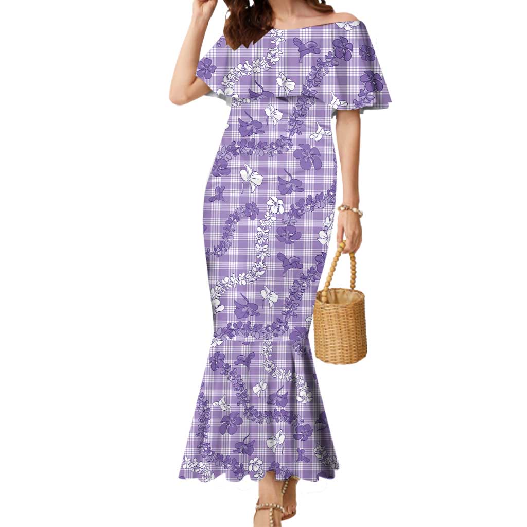 Poni Aloha Hawaii Mermaid Dress Plumeria Lei With Palaka Motif - Polynesian Pride