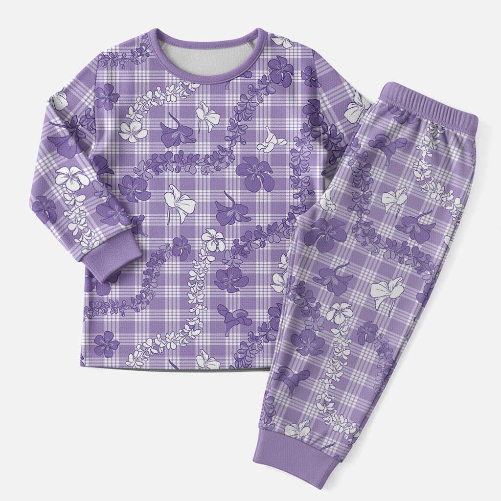 Poni Aloha Hawaii Christmas Pajama Set Plumeria Lei With Palaka Motif LT14 Men Purple - Polynesian Pride