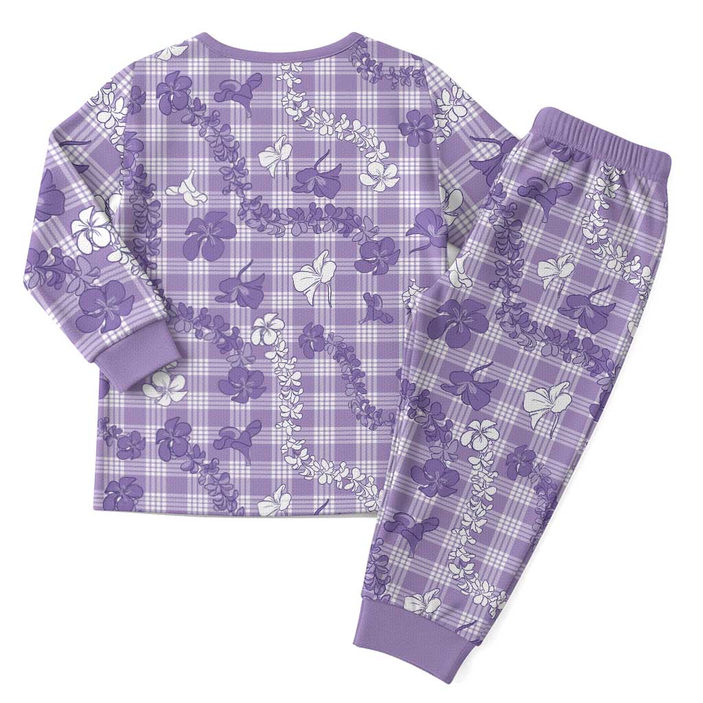 Poni Aloha Hawaii Christmas Pajama Set Plumeria Lei With Palaka Motif LT14 - Polynesian Pride