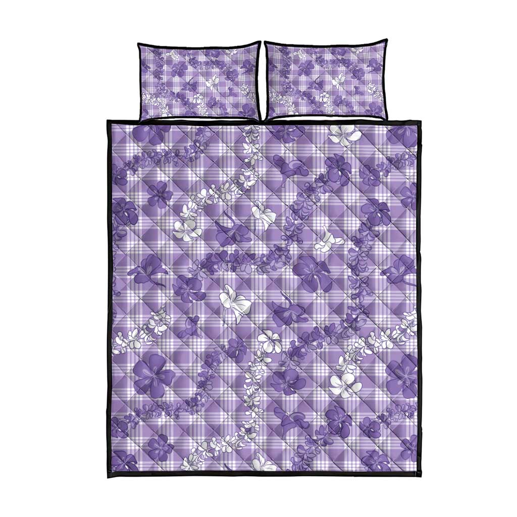 Poni Aloha Hawaii Quilt Bed Set Plumeria Lei With Palaka Motif - Polynesian Pride