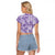 Poni Aloha Hawaii Raglan Cropped T Shirt Plumeria Lei With Palaka Motif - Polynesian Pride
