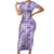 Poni Aloha Hawaii Short Sleeve Bodycon Dress Plumeria Lei With Palaka Motif - Polynesian Pride