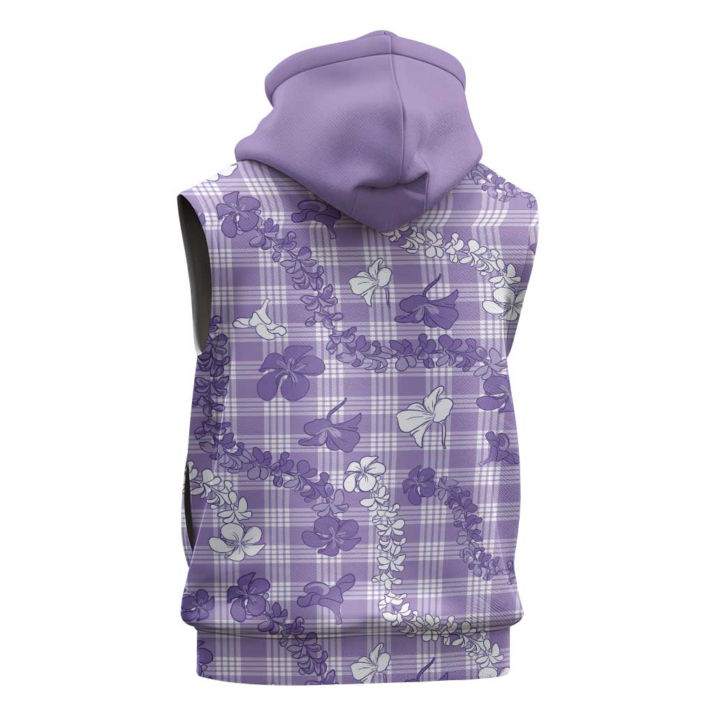 Poni Aloha Hawaii Sleeveless Hoodie Plumeria Lei With Palaka Motif - Polynesian Pride