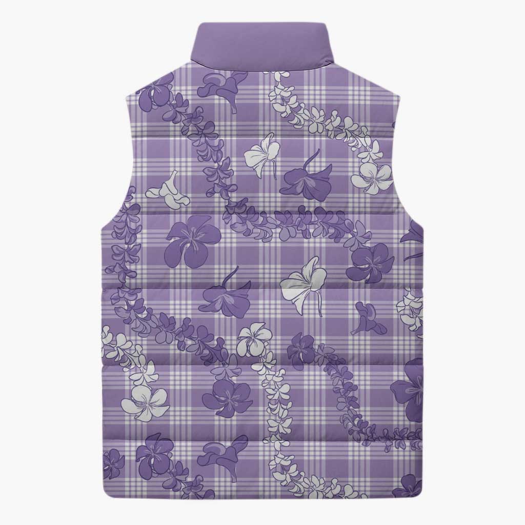 Poni Aloha Hawaii Sleeveless Puffer Jacket Plumeria Lei With Palaka Motif - Polynesian Pride