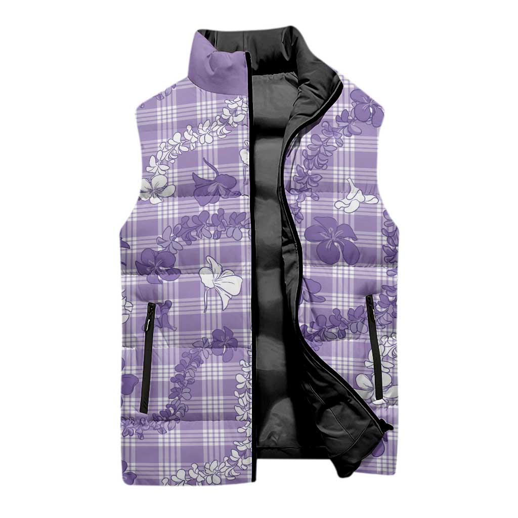 Poni Aloha Hawaii Sleeveless Puffer Jacket Plumeria Lei With Palaka Motif - Polynesian Pride