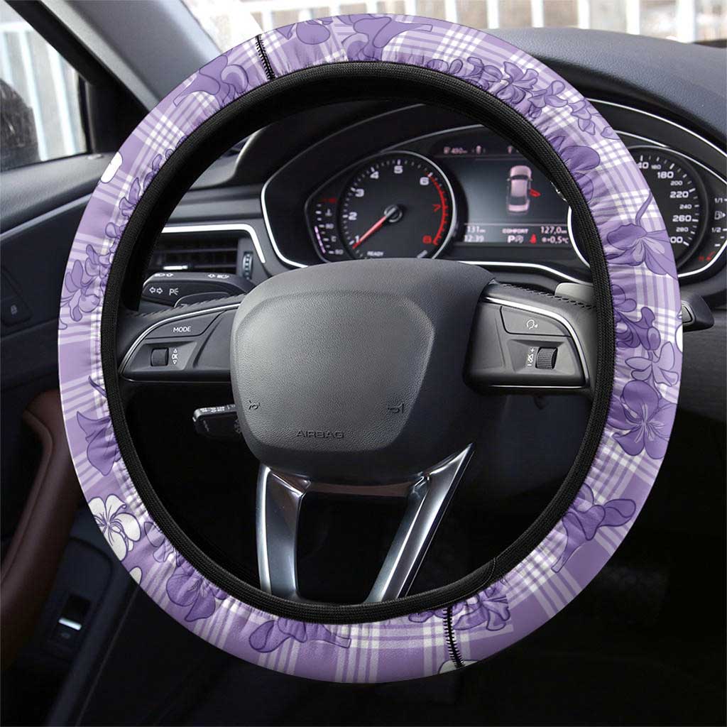 Poni Aloha Hawaii Steering Wheel Cover Plumeria Lei With Palaka Motif - Polynesian Pride