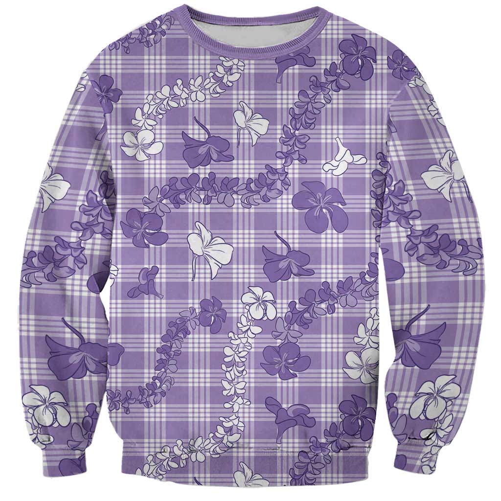 Poni Aloha Hawaii Sweatshirt Plumeria Lei With Palaka Motif - Polynesian Pride