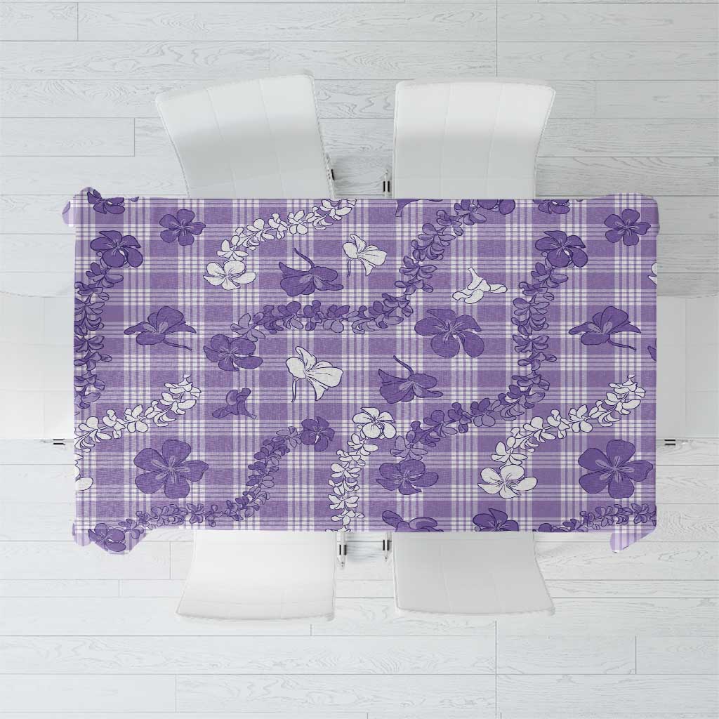 Poni Aloha Hawaii Tablecloth Plumeria Lei With Palaka Motif - Polynesian Pride