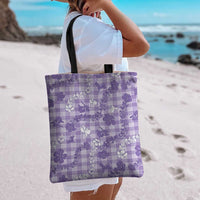 Poni Aloha Hawaii Tote Bag Plumeria Lei With Palaka Motif - Polynesian Pride
