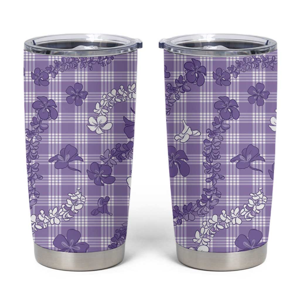 Poni Aloha Hawaii Tumbler Cup Plumeria Lei With Palaka Motif - Polynesian Pride