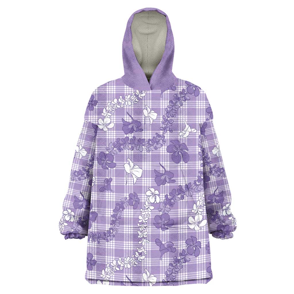 Poni Aloha Hawaii Wearable Blanket Hoodie Plumeria Lei With Palaka Motif - Polynesian Pride