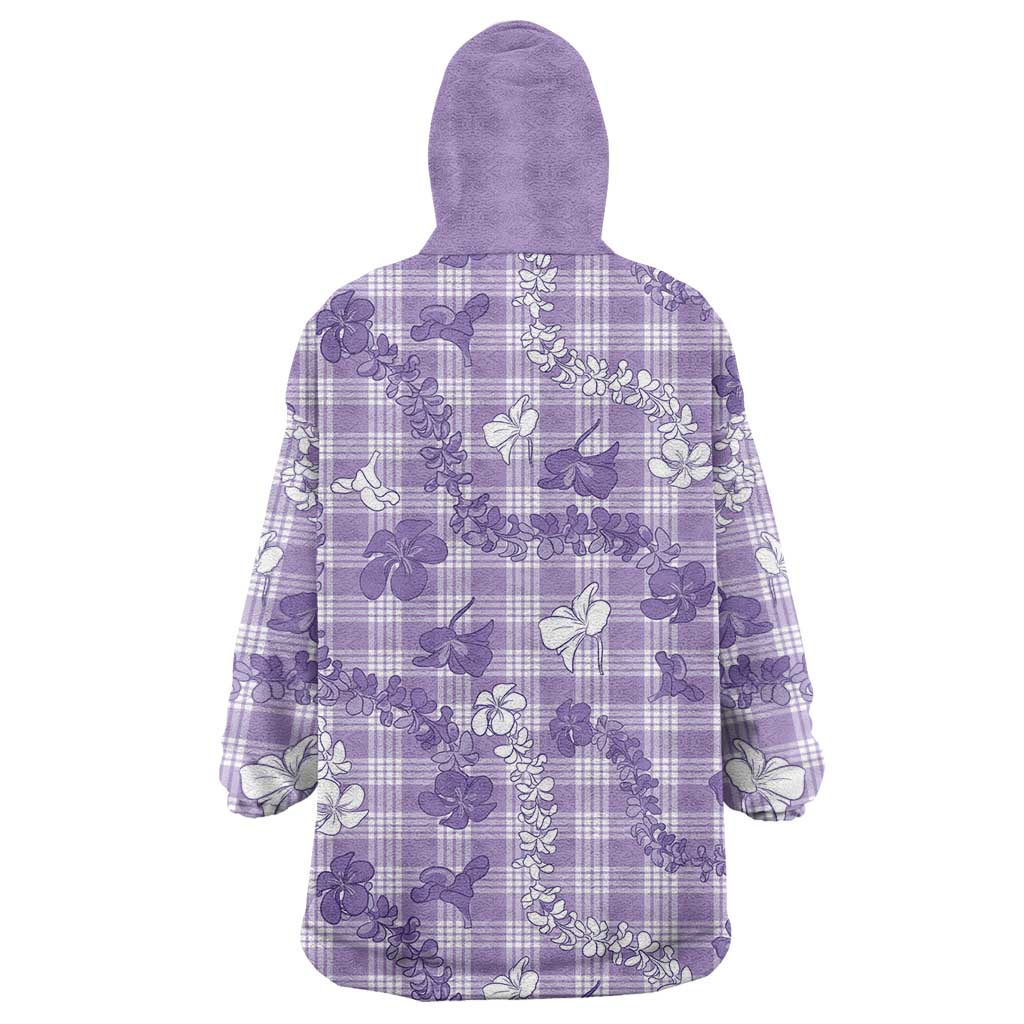 Poni Aloha Hawaii Wearable Blanket Hoodie Plumeria Lei With Palaka Motif - Polynesian Pride
