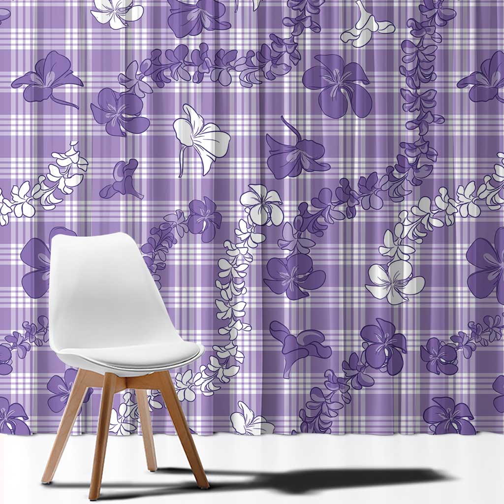 Poni Aloha Hawaii Window Curtain Plumeria Lei With Palaka Motif - Polynesian Pride