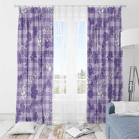 Poni Aloha Hawaii Window Curtain Plumeria Lei With Palaka Motif - Polynesian Pride