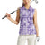 Poni Aloha Hawaii Women Sleeveless Polo Shirt Plumeria Lei With Palaka Motif - Polynesian Pride