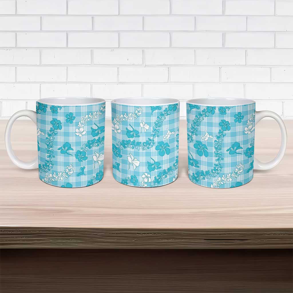 Polu Aloha Hawaii Ceramic Mug Plumeria Lei With Palaka Motif - Polynesian Pride