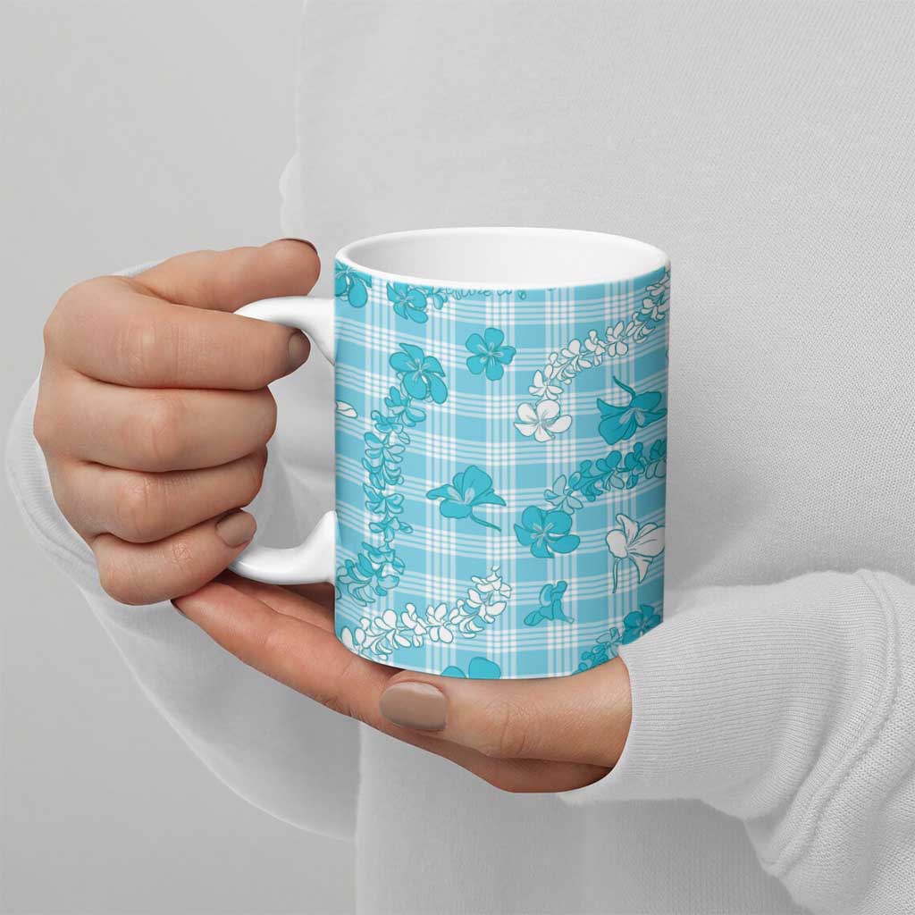 Polu Aloha Hawaii Ceramic Mug Plumeria Lei With Palaka Motif - Polynesian Pride