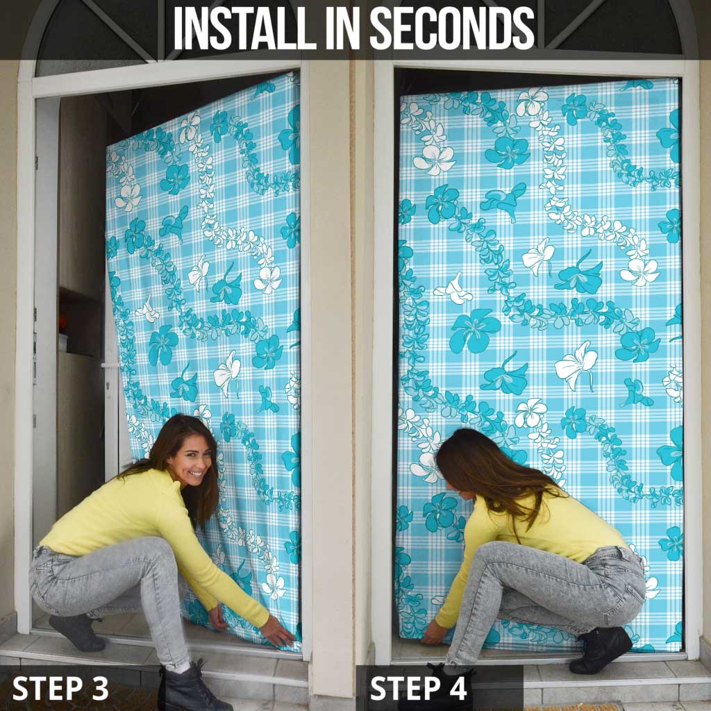 Polu Aloha Hawaii Door Cover Plumeria Lei With Palaka Motif - Polynesian Pride