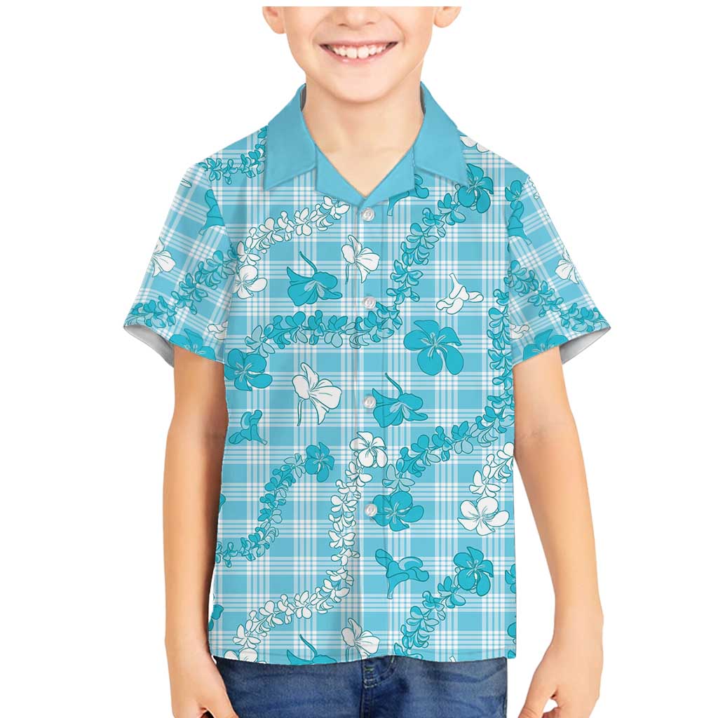 Polu Aloha Hawaii Family Matching Mermaid Dress and Hawaiian Shirt Plumeria Lei With Palaka Motif - Polynesian Pride