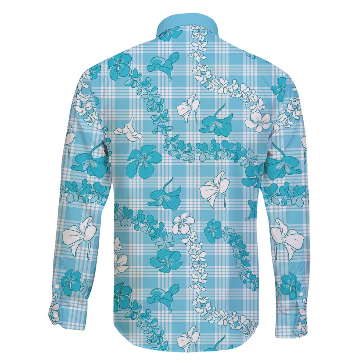 Polu Aloha Hawaii Family Matching Off The Shoulder Long Sleeve Dress and Hawaiian Shirt Plumeria Lei With Palaka Motif - Polynesian Pride