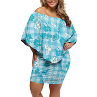 Polu Aloha Hawaii Family Matching Off Shoulder Short Dress and Hawaiian Shirt Plumeria Lei With Palaka Motif - Polynesian Pride