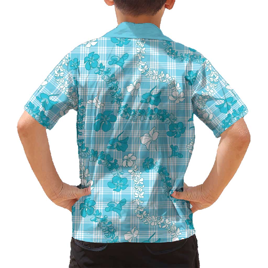 Polu Aloha Hawaii Family Matching Puletasi and Hawaiian Shirt Plumeria Lei With Palaka Motif LT14 - Polynesian Pride