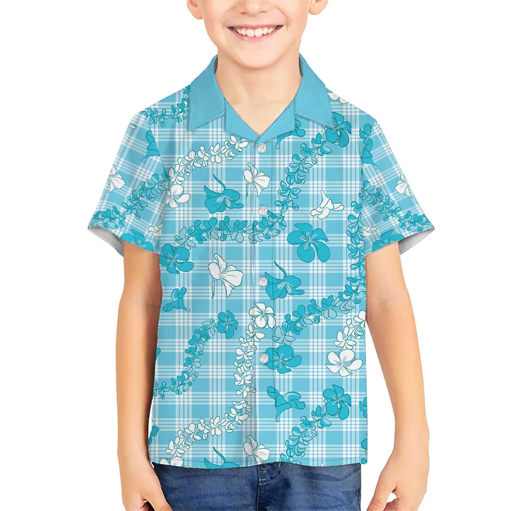 Polu Aloha Hawaii Kid Hawaiian Shirt Plumeria Lei With Palaka Motif - Polynesian Pride