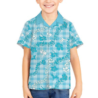 Polu Aloha Hawaii Kid Hawaiian Shirt Plumeria Lei With Palaka Motif - Polynesian Pride