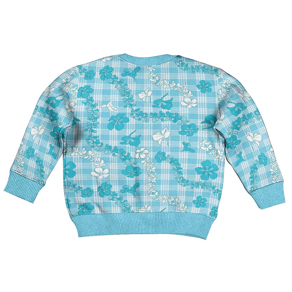 Polu Aloha Hawaii Kid Ugly Christmas Sweater Plumeria Lei With Palaka Motif - Polynesian Pride