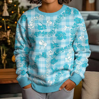 Polu Aloha Hawaii Kid Ugly Christmas Sweater Plumeria Lei With Palaka Motif - Polynesian Pride