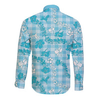 Polu Aloha Hawaii Long Sleeve Button Shirt Plumeria Lei With Palaka Motif - Polynesian Pride