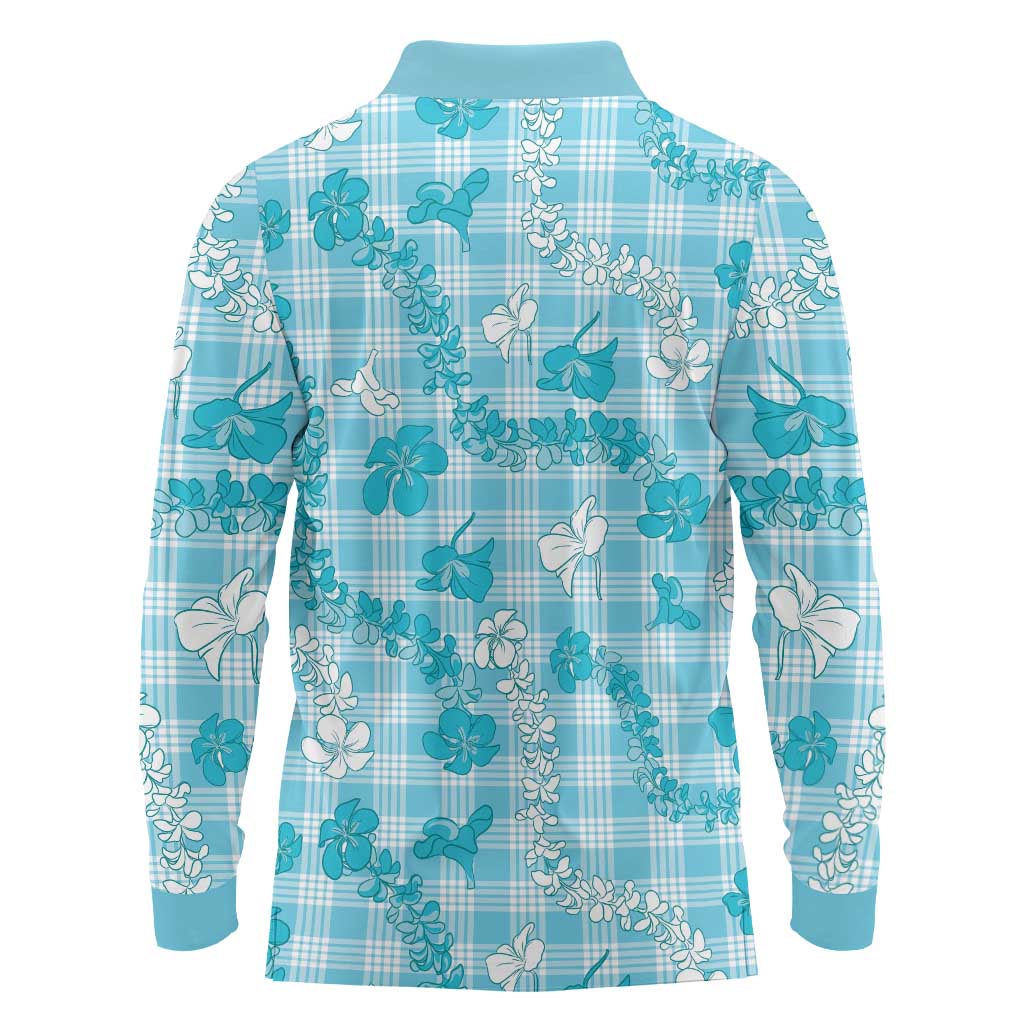 Polu Aloha Hawaii Long Sleeve Polo Shirt Plumeria Lei With Palaka Motif - Polynesian Pride